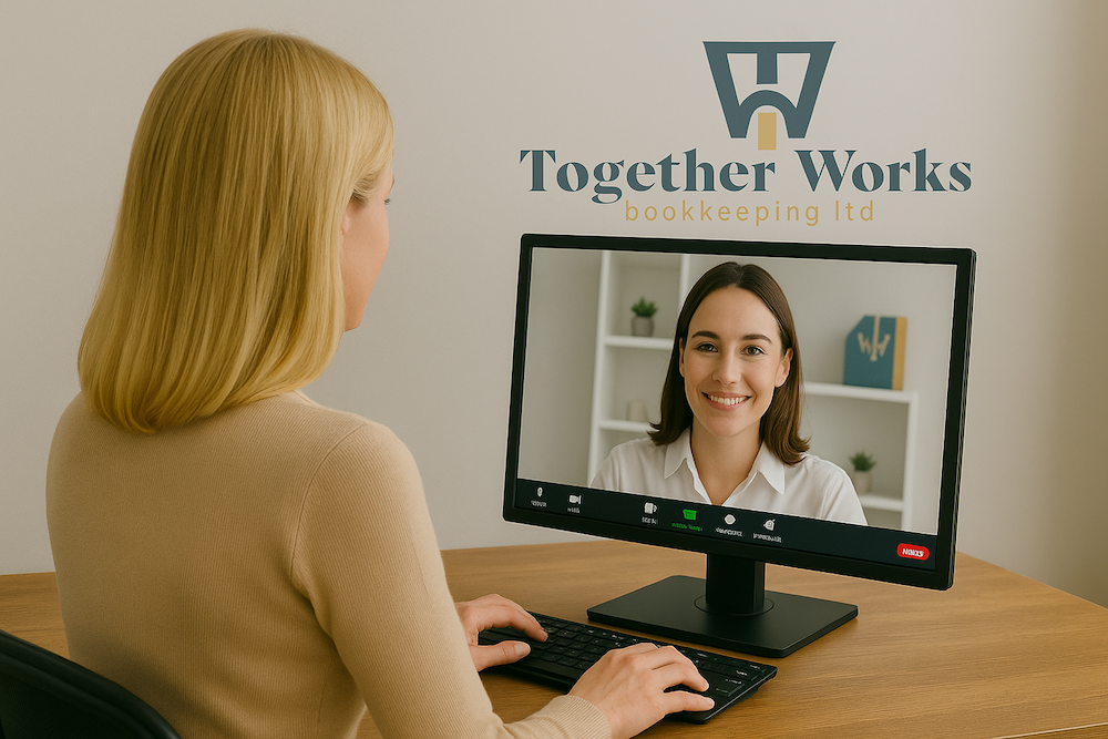 Homepage of the Together Works Bookkeeping Ltd website showcasing bookkeeping, VAT, payroll and Xero support services.